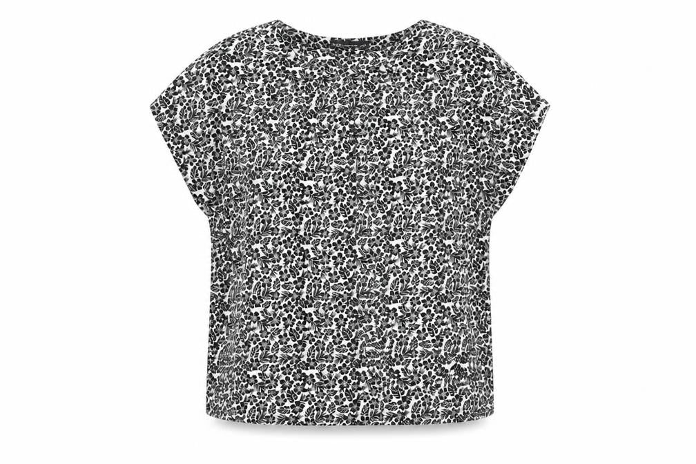 Front view of Marks & Spencer Women's Black Floral Top, size 14