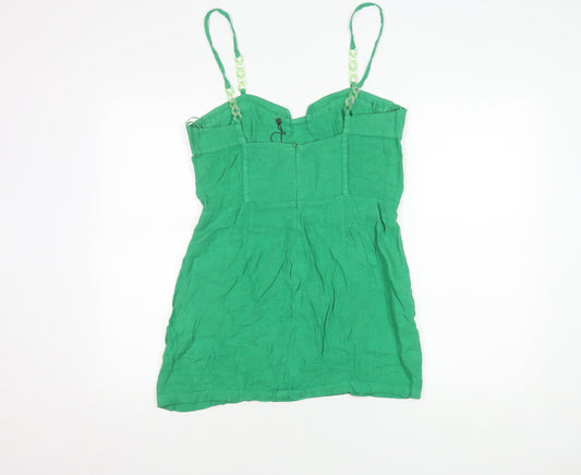 Zara Women's Green Sleeveless Slip Dress Size 12