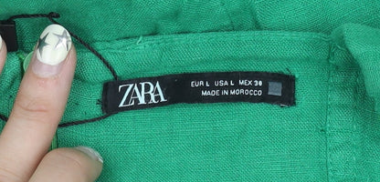 Zara Women's Green Sleeveless Slip Dress Size 12