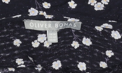 Oliver Bonas Women's Blue Floral Blouse Size 14