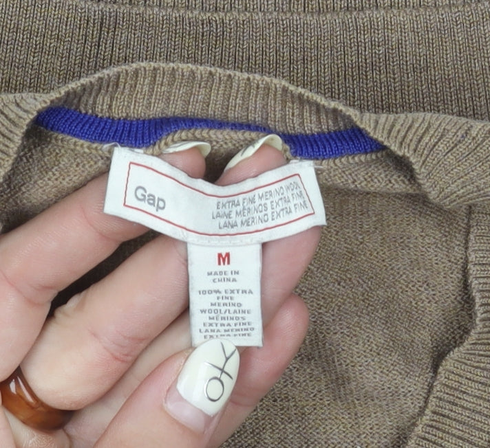 Gap Women's Brown Merino Wool V-Neck Jumper M