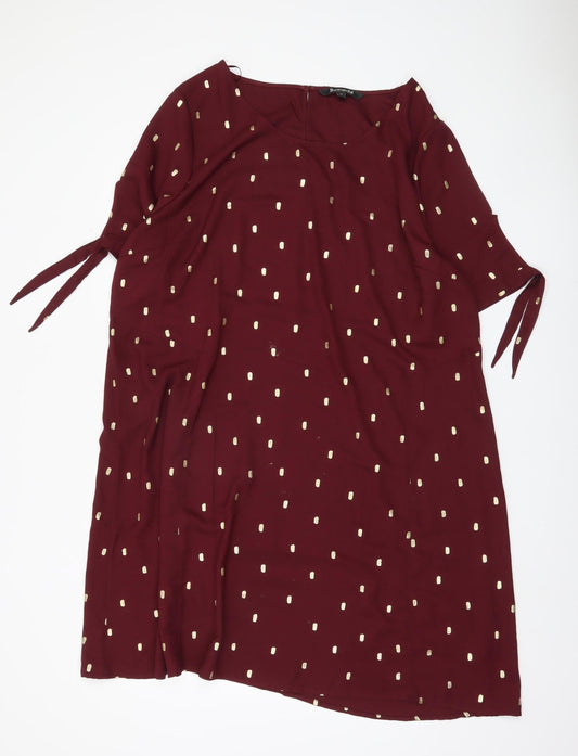 Bonmarché Women's Red Dress, Size 20, Short Sleeve, Elegant