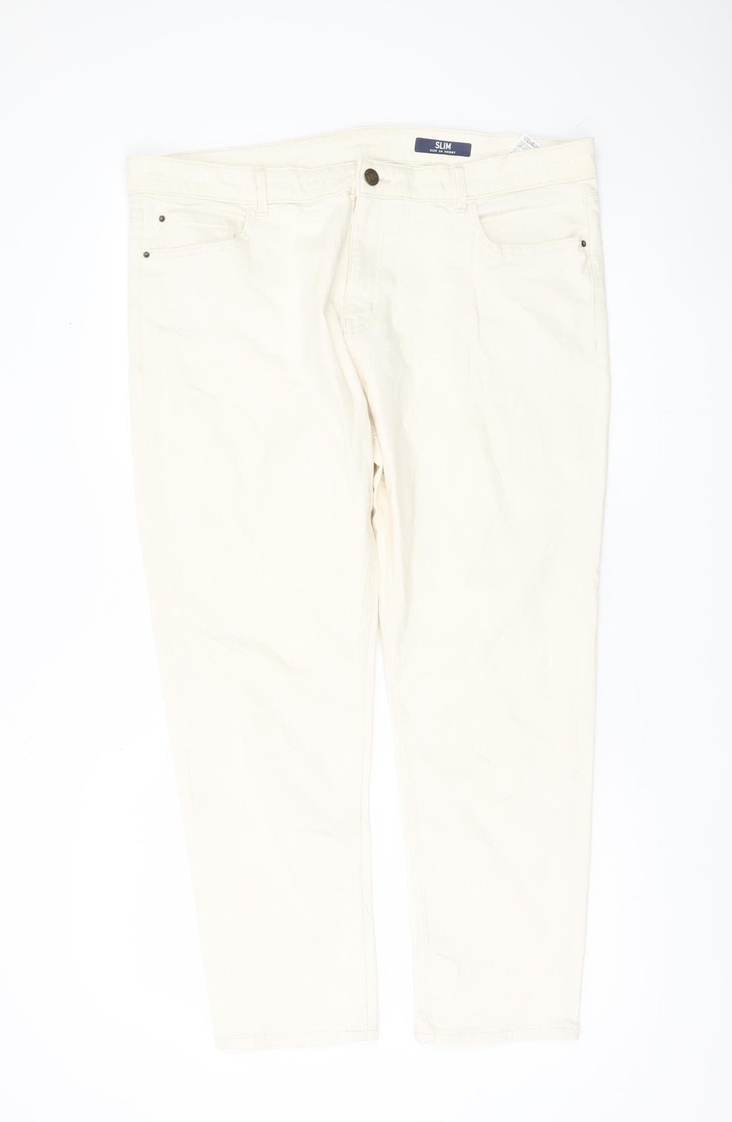 Womens UK Size 20 Marks and Spencer Slim Fit Straight Ivory Jeans