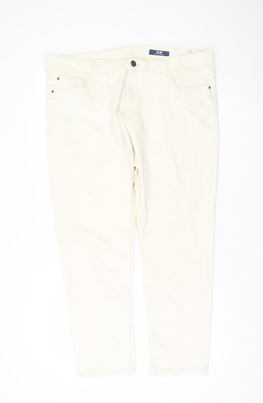 Womens UK Size 20 Marks and Spencer Slim Fit Straight Ivory Jeans