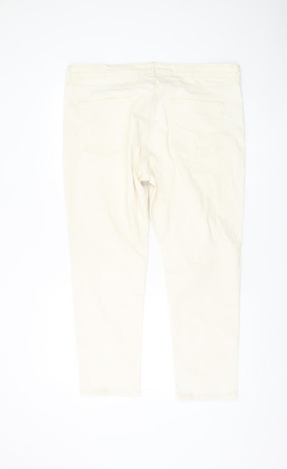 Womens UK Size 20 Marks and Spencer Slim Fit Straight Ivory Jeans