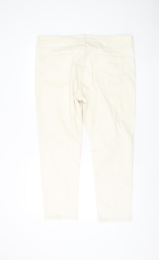 Womens UK Size 20 Marks and Spencer Slim Fit Straight Ivory Jeans