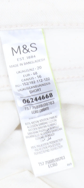 Womens UK Size 20 Marks and Spencer Slim Fit Straight Ivory Jeans