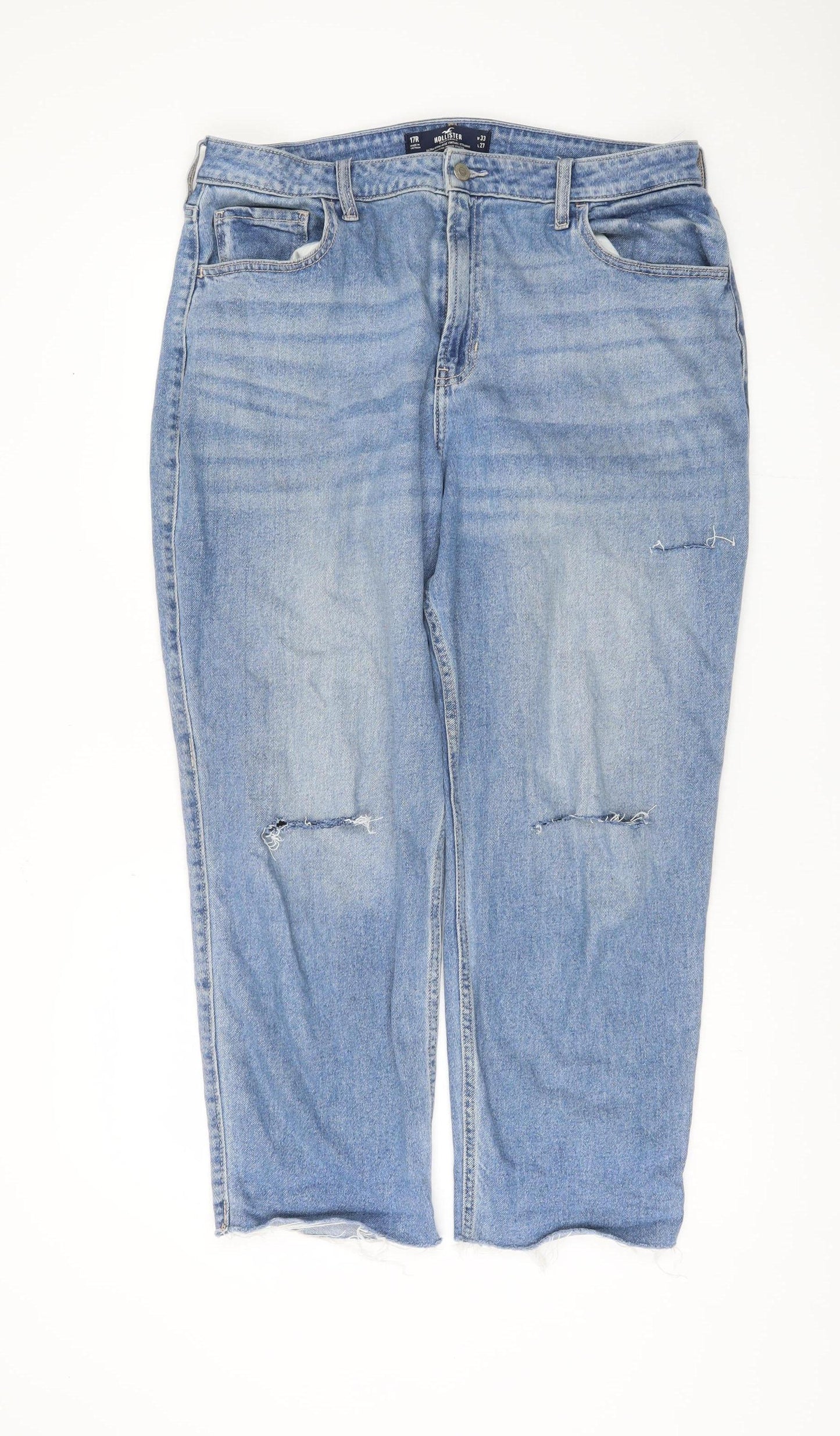 Hollister Women's Blue Relaxed Straight Jeans 17R