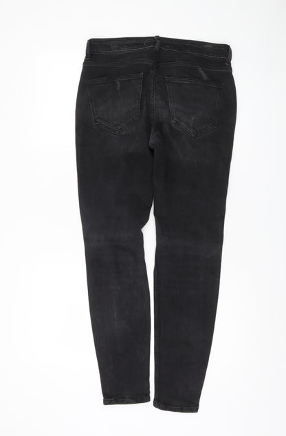 Zara Women's Black Skinny Jeans Size 10 Distressed