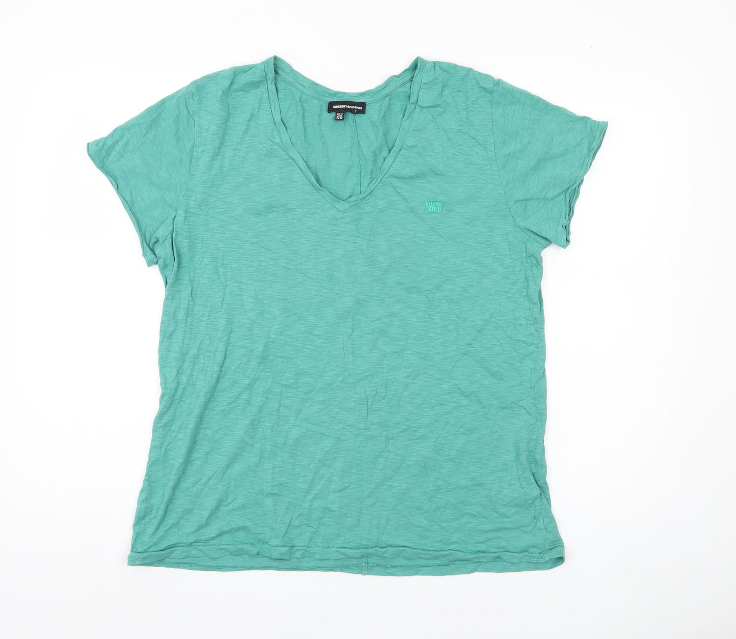 Womens UK Size 14 Superdry Green Basic T-Shirt
