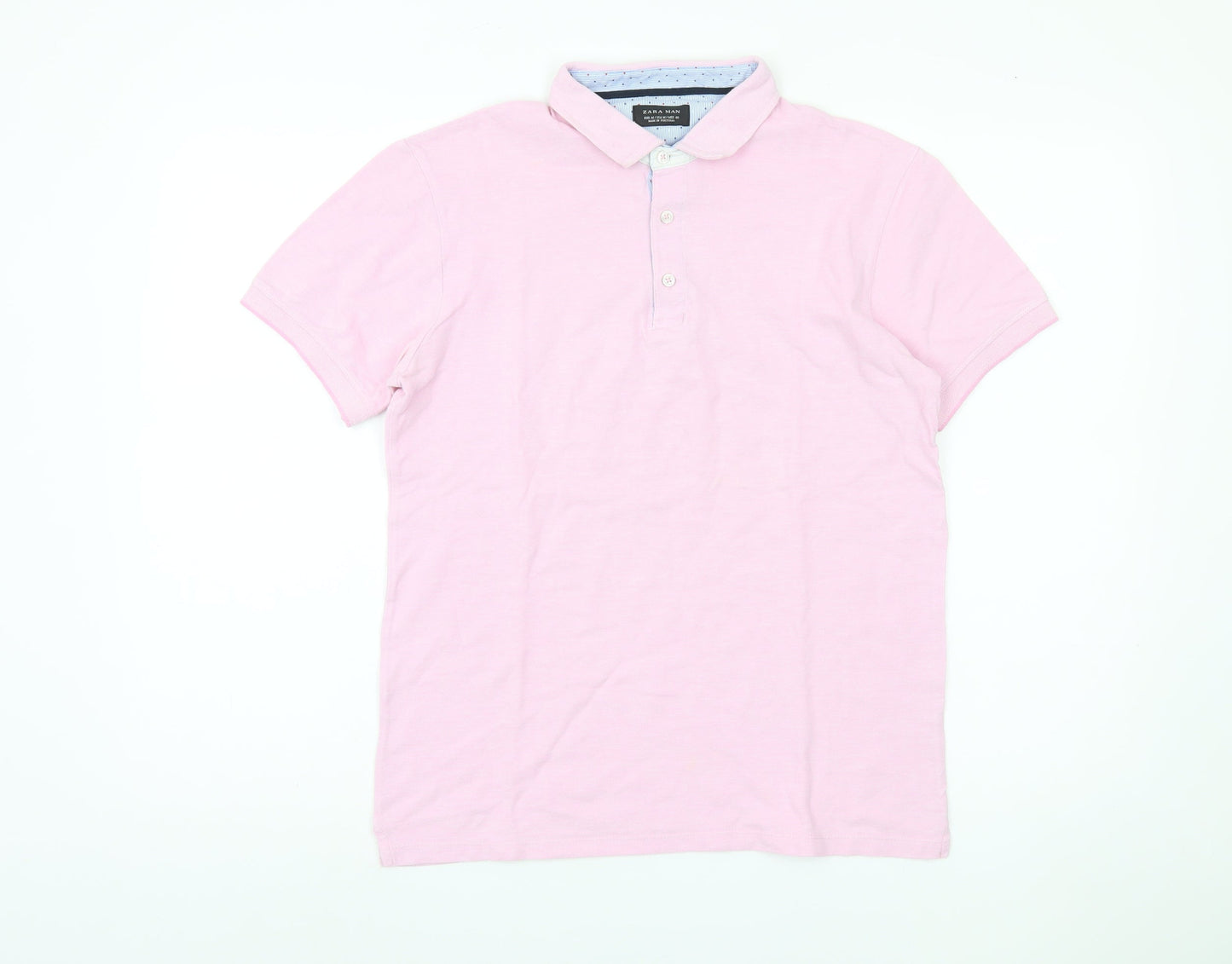 Zara Man Men's Pink Polo Shirt, Size M, Regular Fit