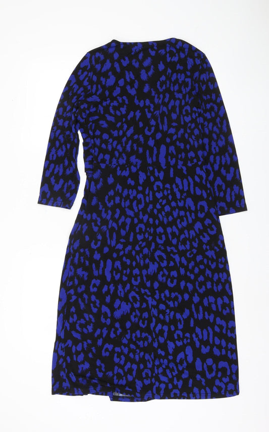 Roman Women's Blue Animal Print Sheath Dress, Size 10