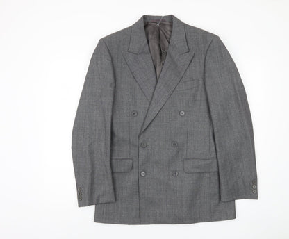 Jaeger Men's Grey Wool Double-Breasted Blazer Size 46