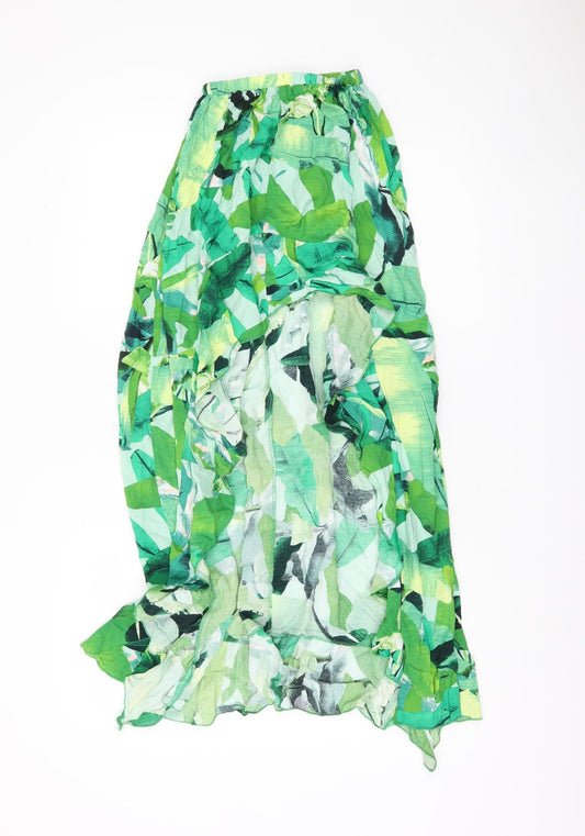 ASOS Women's Green Floral Long Skirt, Size 4, Elastic Waist