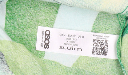 ASOS Women's Green Floral Long Skirt, Size 4, Elastic Waist