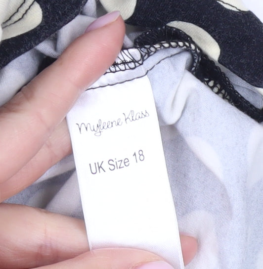 Myleene Klass Women's Black Polka Dot Bodycon Dress Size 18