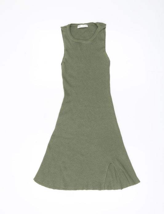 Pull & Bear Green Sleeveless Knit Dress