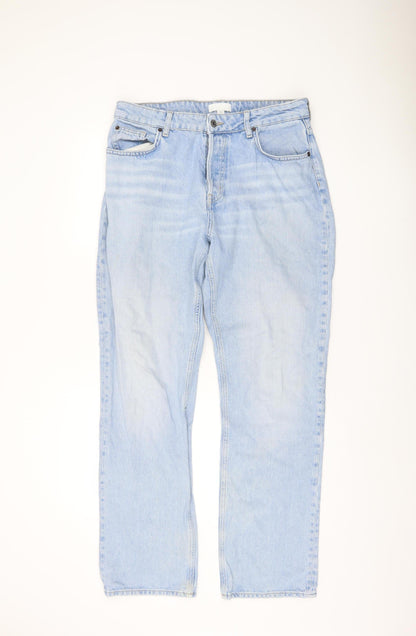 H&M Men's Light Blue Straight Jeans, Size 33, Regular Fit