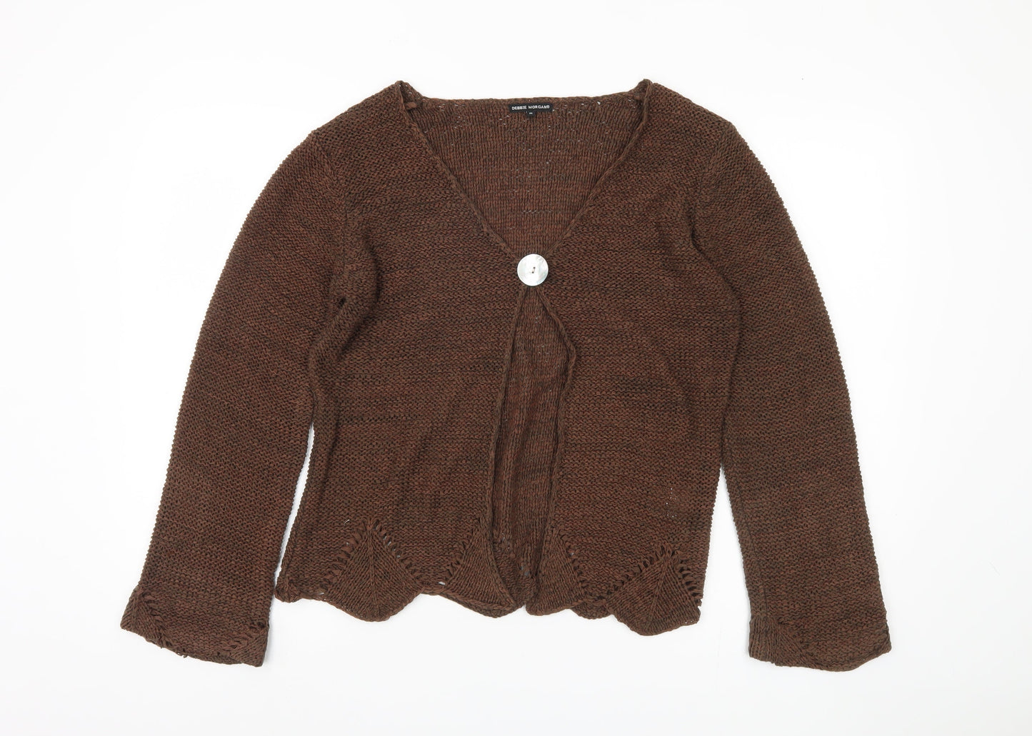 Womens UK Size M Debbie Morgan Brown Cardigan Jumper