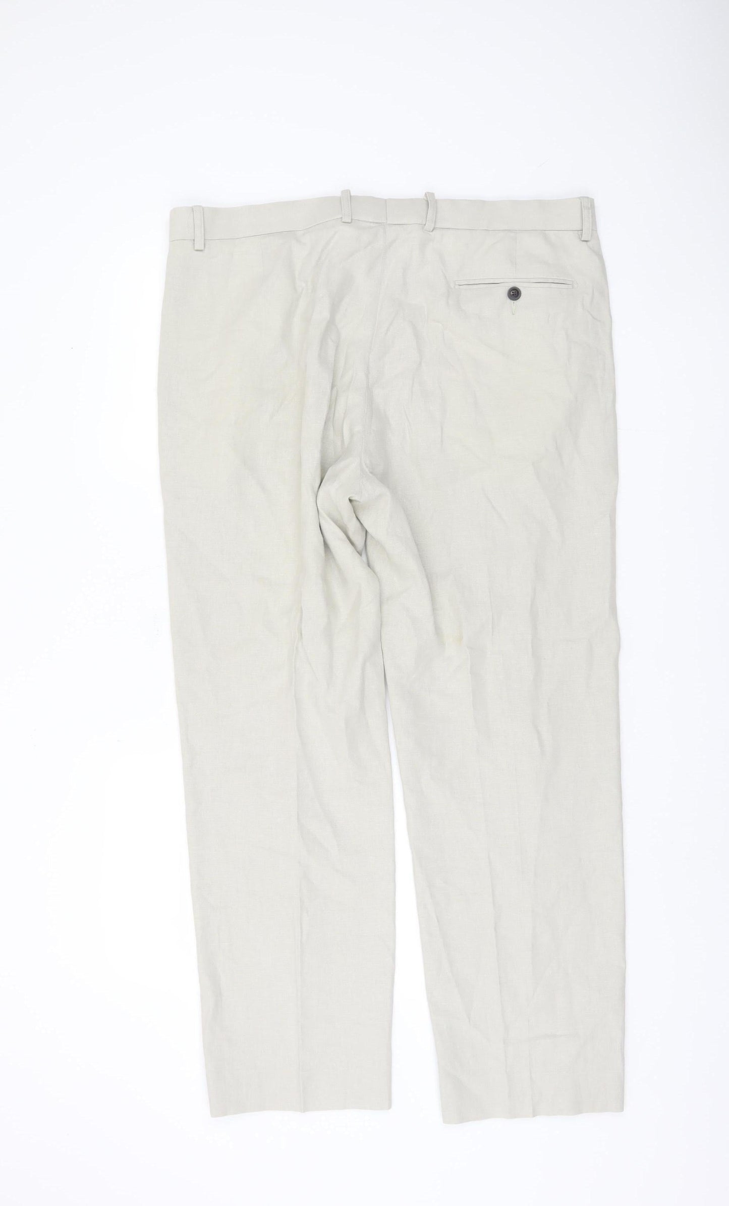 Marks and Spencer Men's Ivory Linen Trousers - Size 38