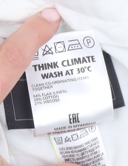 Marks and Spencer Men's Ivory Linen Trousers - Size 38