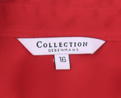 Debenhams Women's Red Shirt, Size 16, Collared, Long Sleeve