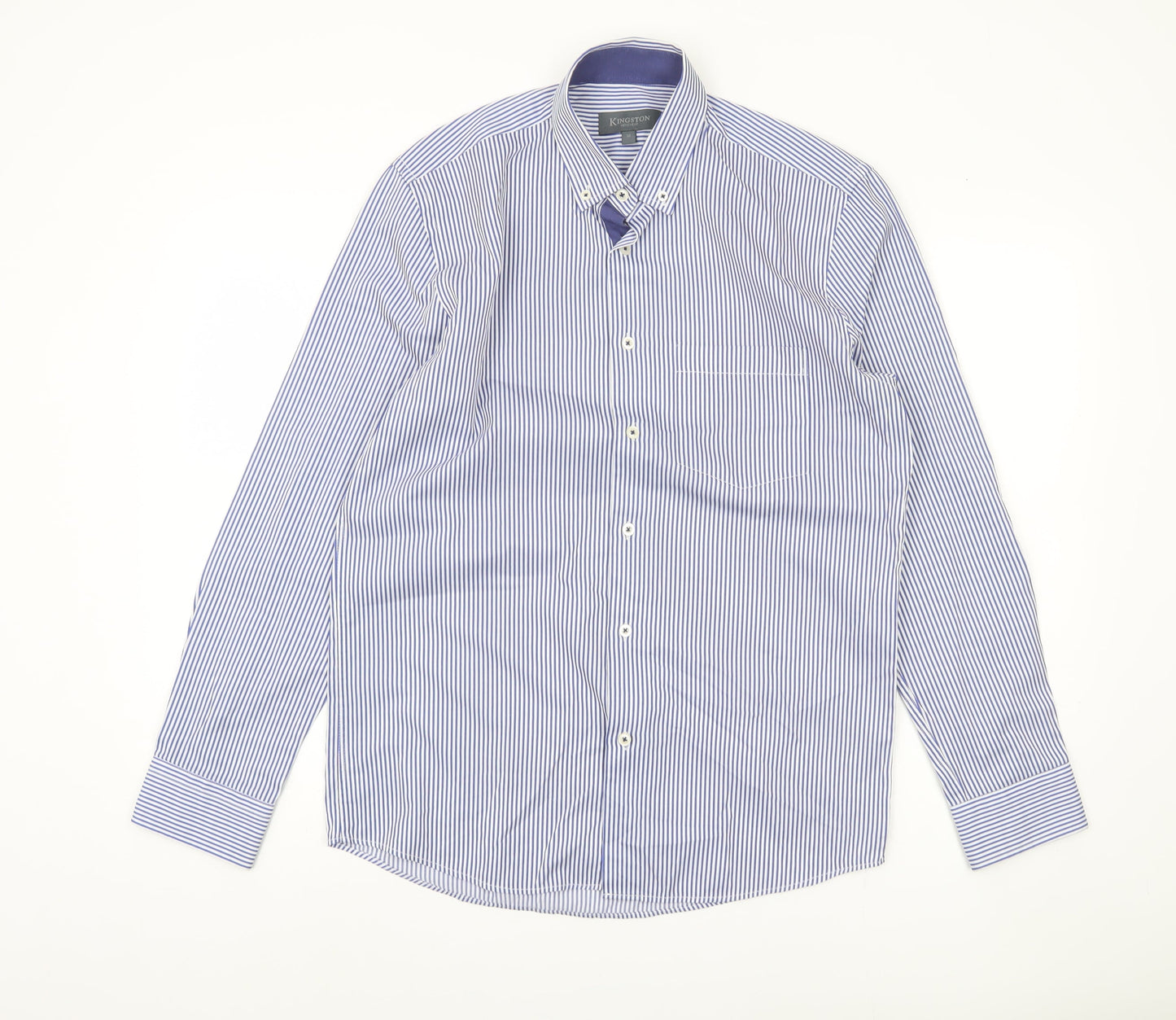Kingston Menswear Blue Medium Striped Button-Up Shirt