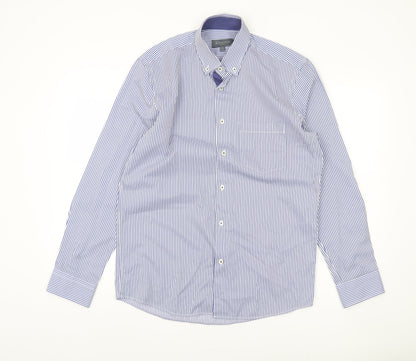 Kingston Menswear Blue Medium Striped Button-Up Shirt