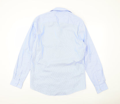 Luc Brevet Men's Blue Striped Long Sleeve Shirt L