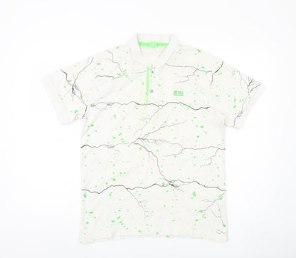 Hugo Boss Men's L White Graphic Print Polo Shirt