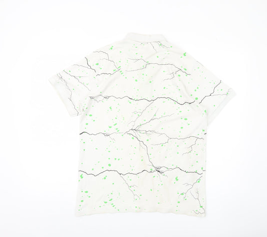 Hugo Boss Men's L White Graphic Print Polo Shirt