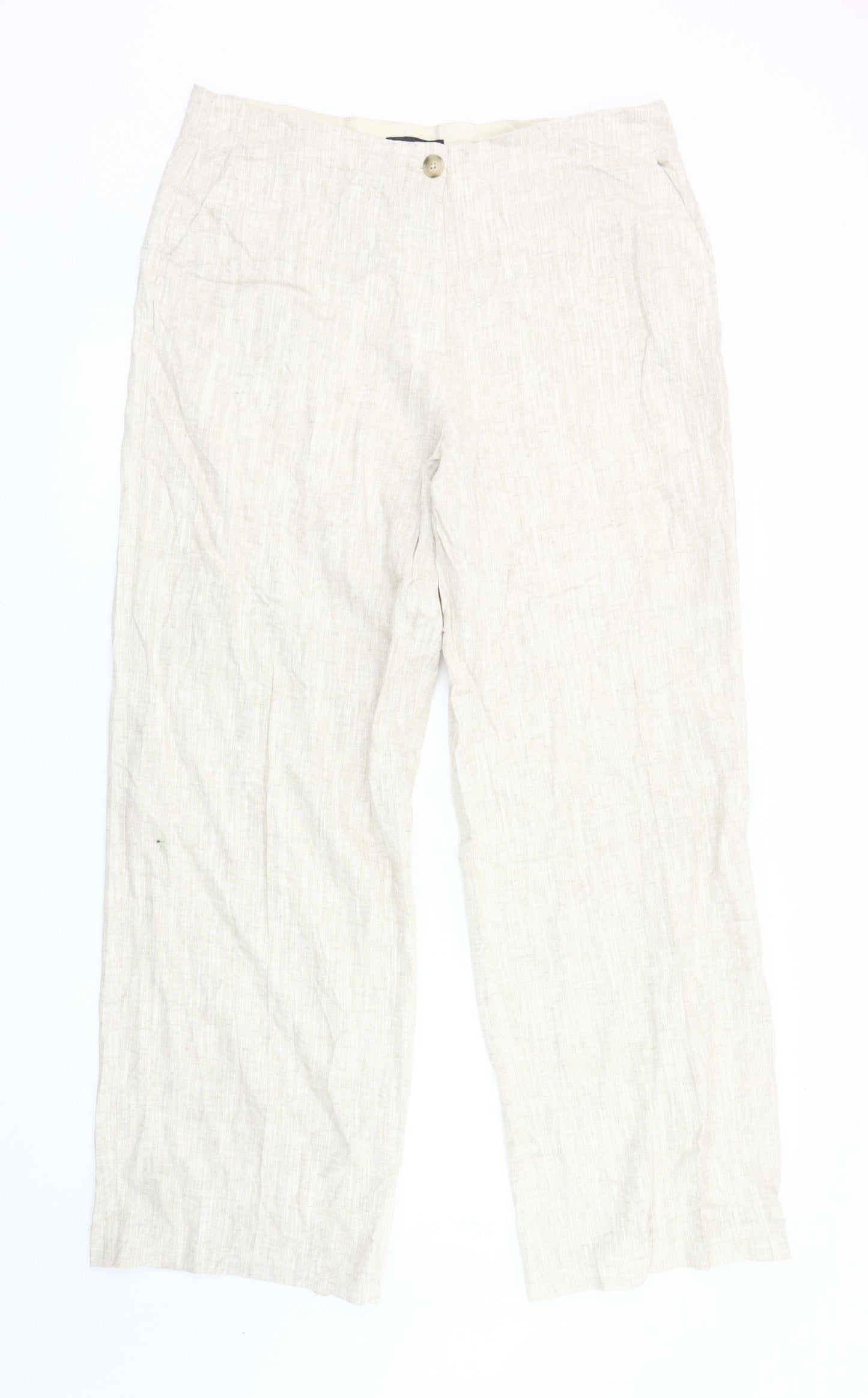 Womens UK Size 18 Marks and Spencer Relaxed Fit Casual Travel Beige Trousers