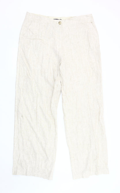 Womens UK Size 18 Marks and Spencer Relaxed Fit Casual Travel Beige Trousers