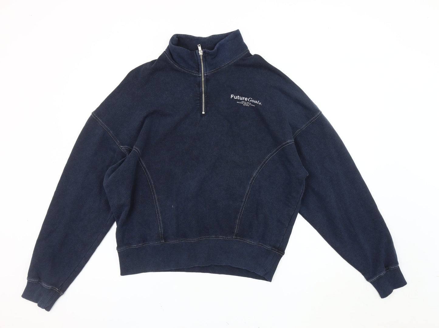 Zara Women's Blue Pullover Sweatshirt, Size 10, Casual Style