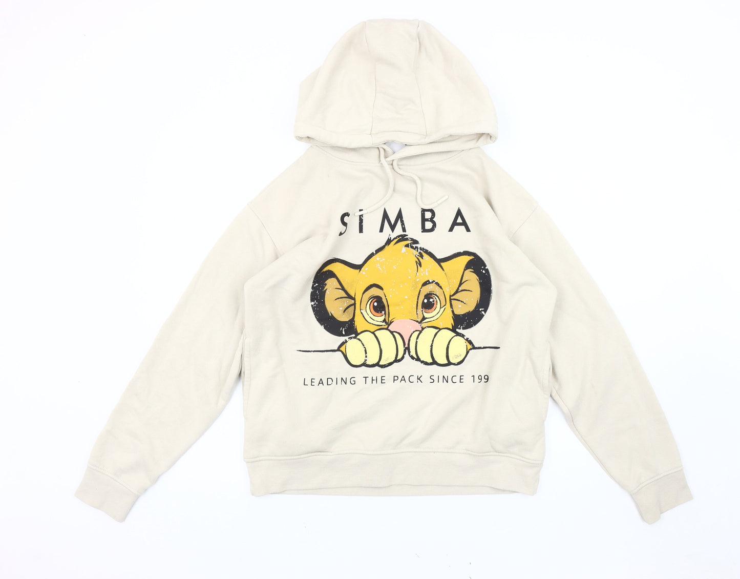 Primark Women's Beige Pullover Hoodie, S, Cartoon Design