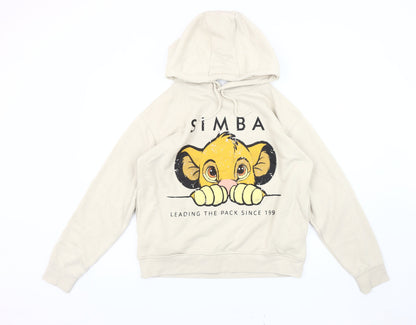 Primark Women's Beige Pullover Hoodie, S, Cartoon Design