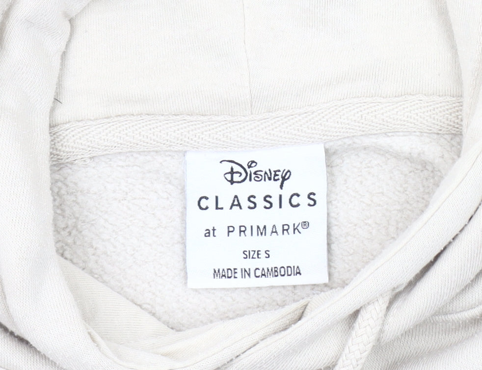 Primark Women's Beige Pullover Hoodie, S, Cartoon Design