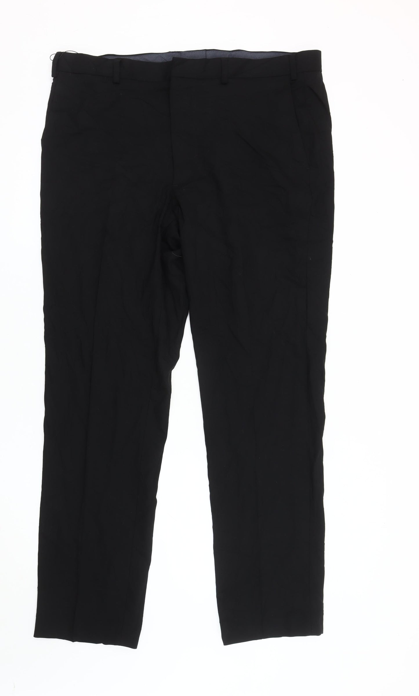 Marks and Spencer Men's Black Trousers, 40 L, Regular Fit