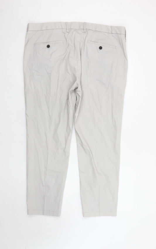 Marks and Spencer Men's Beige Slim Chino Trousers