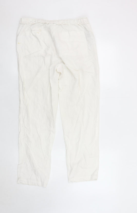 Laura Ashley Women's White Linen Trousers Size 8