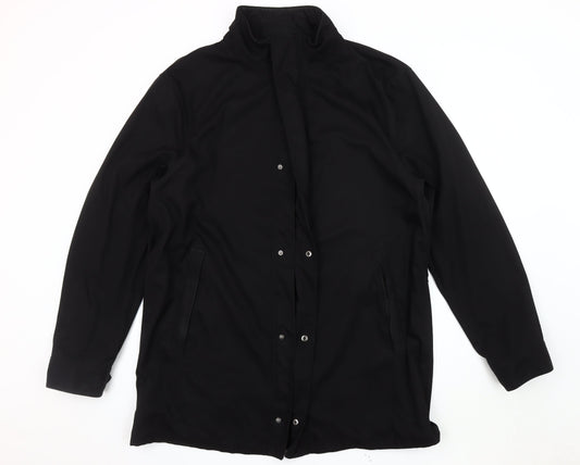 Armani Collezioni Men's Black Long Stand-Up Coat, Size 46