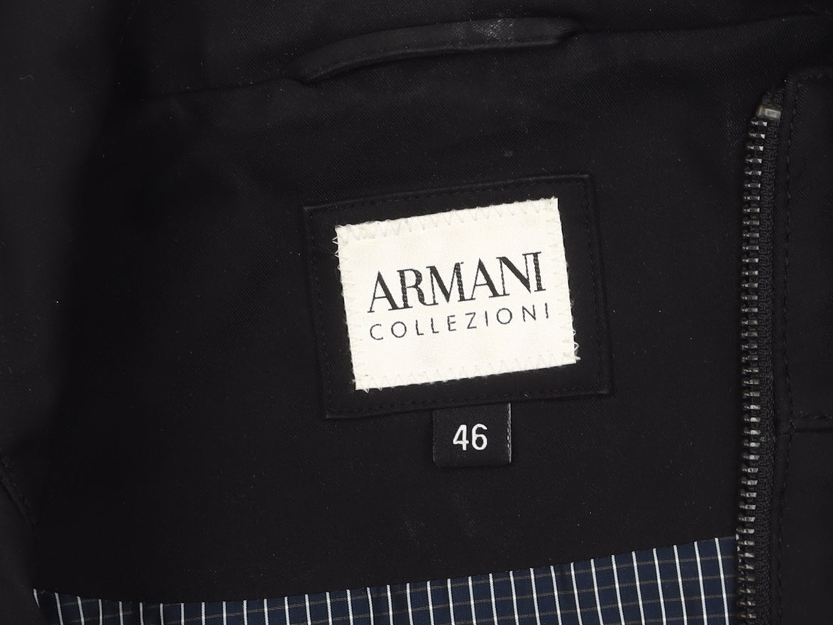 Armani Collezioni Men's Black Long Stand-Up Coat, Size 46