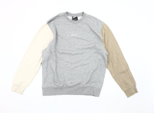 Nike Unisex Grey Colourblock Sweatshirt M Pullover