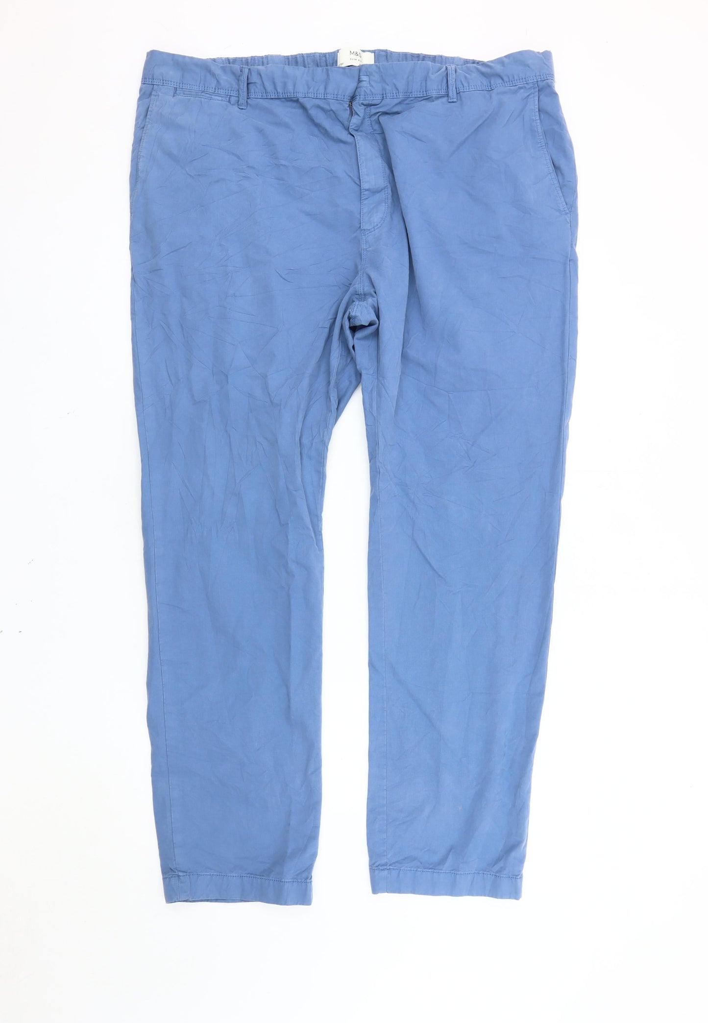 Marks and Spencer Men's Blue Slim Fit Chino Trousers