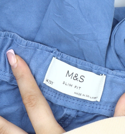 Marks and Spencer Men's Blue Slim Fit Chino Trousers