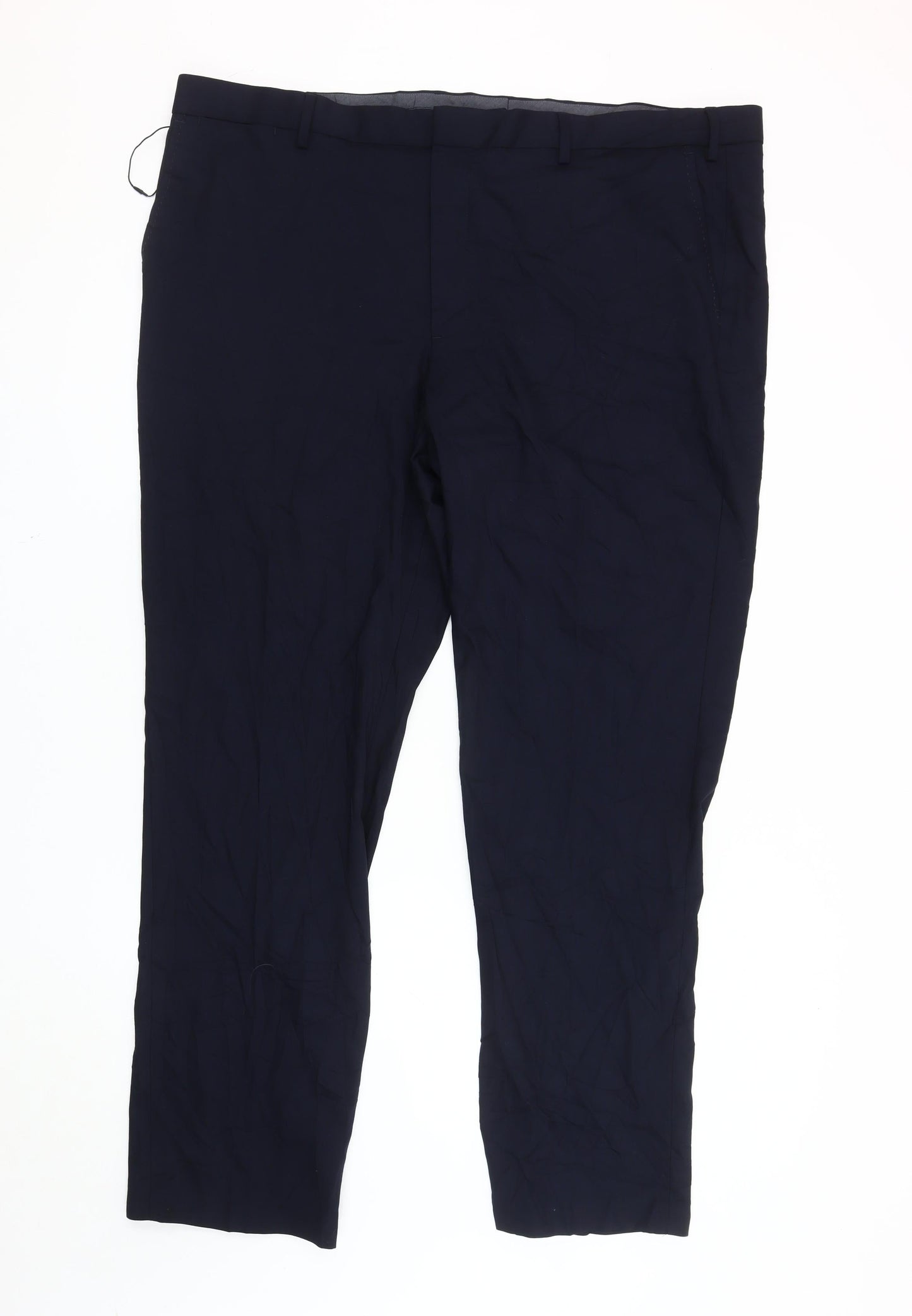 Marks and Spencer Men's Blue Regular Fit Dress Pants, Size 46