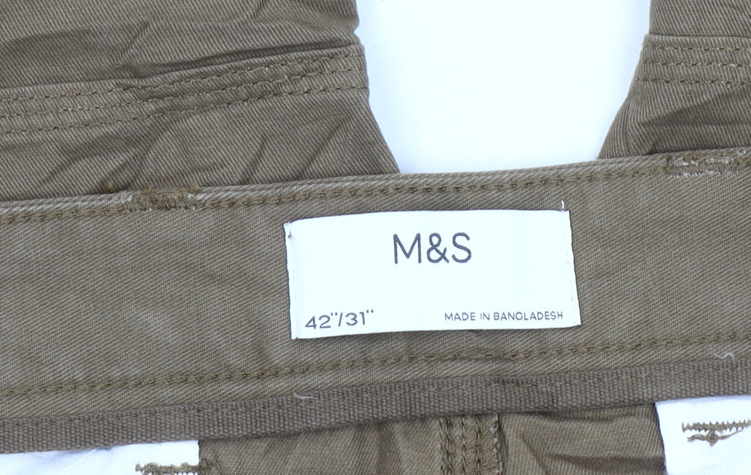 Marks and Spencer Men's Brown Cargo Trousers, Size 42, Big & Tall