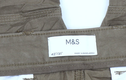 Marks and Spencer Men's Brown Cargo Trousers, Size 42, Big & Tall
