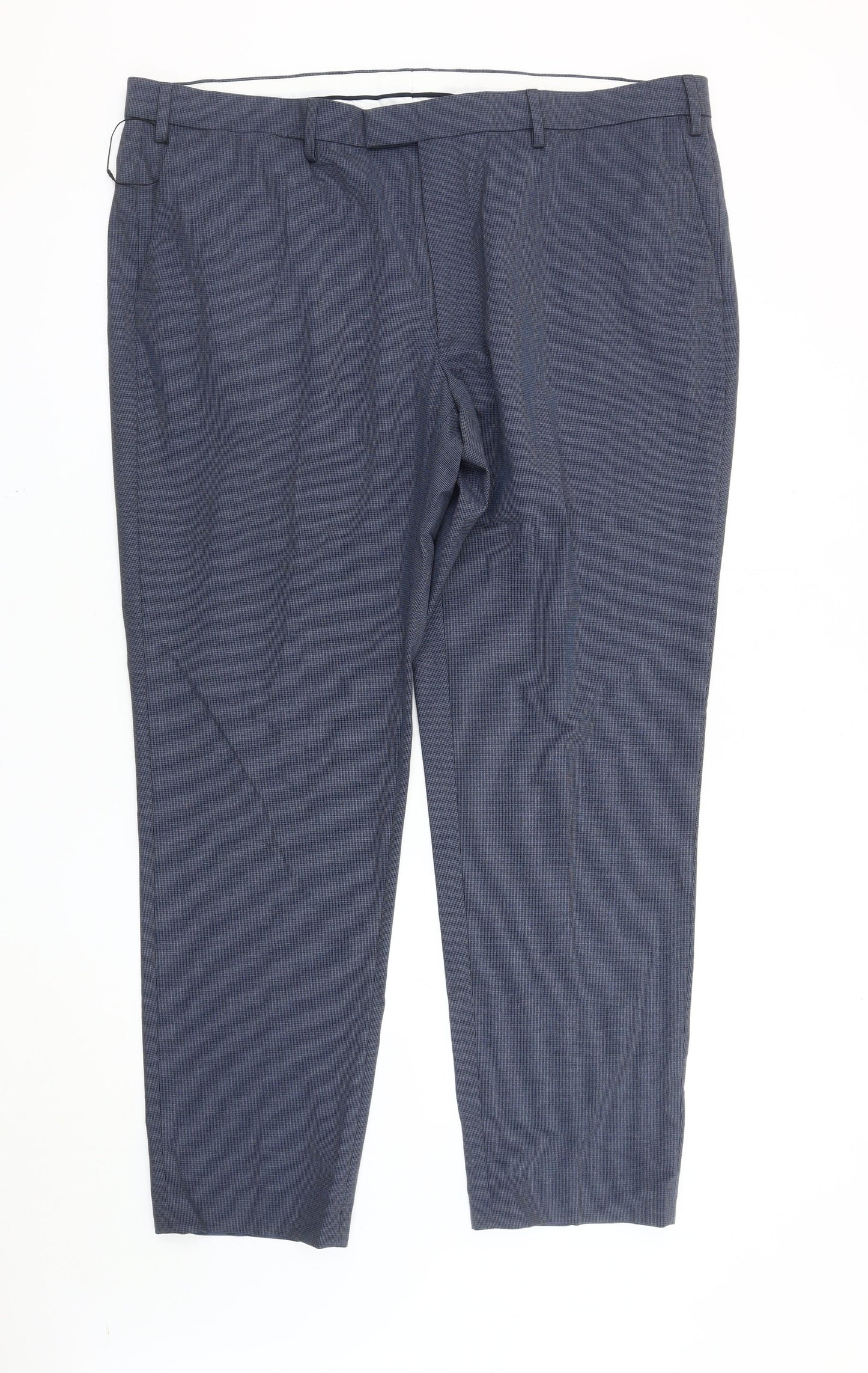 Marks and Spencer Men's Blue Check Trousers, Size 44