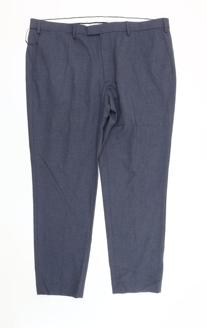 Marks and Spencer Men's Blue Check Trousers, Size 44